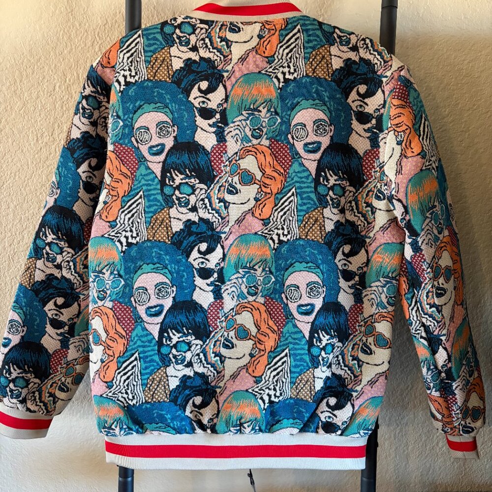 V.I.P. Collection Multi-Face Pop Art Jacquard Bomber Jacket - Picture 6 of 6